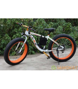Электровелосипед LKS FATBIKE Electro Rear Drive (бело-оранжевый)